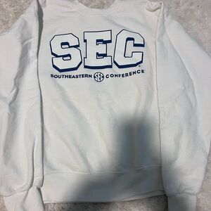 SEC Conference Men's White Crewneck Sweater, Size M